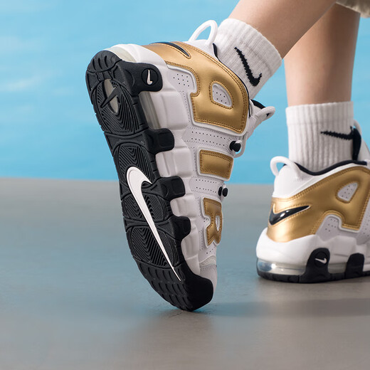 Nike (NIKE) Damenschuhe 2025 Herbst und Winter New Air More Uptempo Pippen Big Kinder Sport- und Freizeit-Basketballschuhe DM9922-103 Weiß Hellgrau 36,5