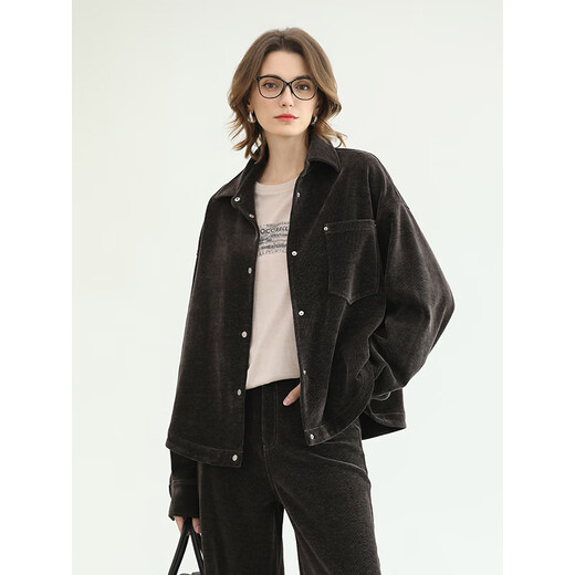 COCOBELLA pre-sale casual loose corduroy shirt women's autumn and winter warm commuting lapel jacket SR3078 apricot M