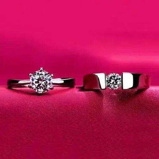 Genuine PT950 platinum ring for women, fashion and personality, moissanite couple's ring, platinum proposal diamond ring for men and women, 2.9g, simple women's ring, 0.5 carat (opening can be adjusted)