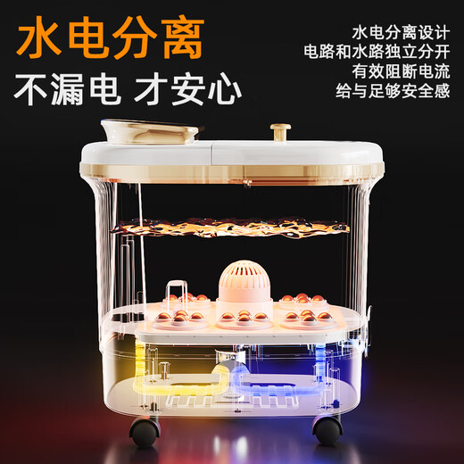 荣事达泡脚桶加热足浴盆洗脚盆自动按摩电动泡脚盆恒温智能熏蒸家用高深桶老人生日礼物送父母  液晶电动全配加高款-UV杀菌-遥控-调温-药包