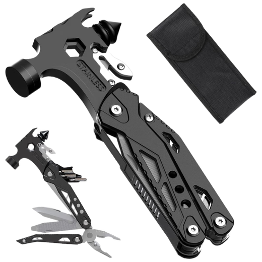 AOLACOW Multifunctional Car Safety Hammer Combination Pliers Lifesaving Hammer Car Emergency Camping Broken Window Hammer Folding Tool