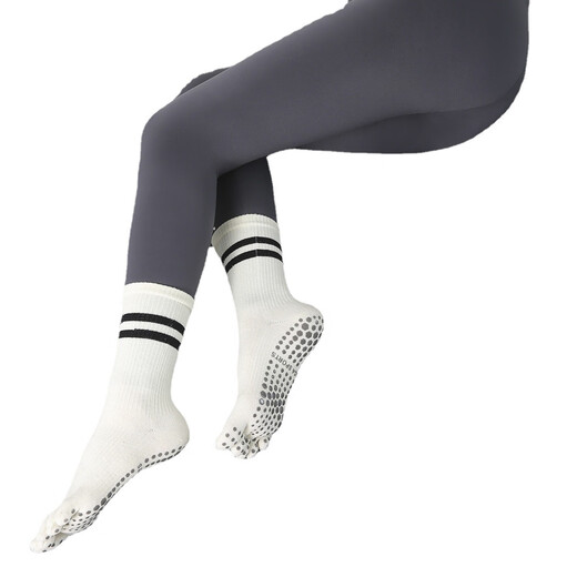 Sangxi five-toed socks yoga socks non-slip professional women's Pilates socks non-slip socks new yoga socks autumn and winter mid-tube light gray + dark gray five-toed style two pairs