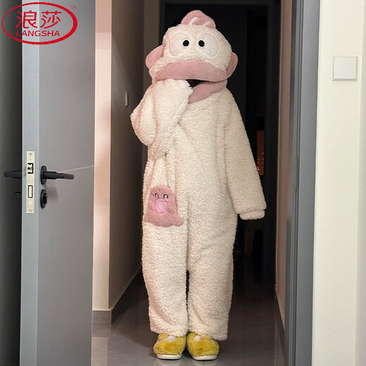 LangSha Ugly Fish Children's Pajamas Women's Winter Coral Velvet Thickened One-piece Boys and Girls One-piece Abstract Funny Home Clothes JD315 White Clown Fish One-piece Pajamas + Shoes 3XL 150Jin Jin is equal to 0.5kg -165Jin Jin is equal to 0.5kg