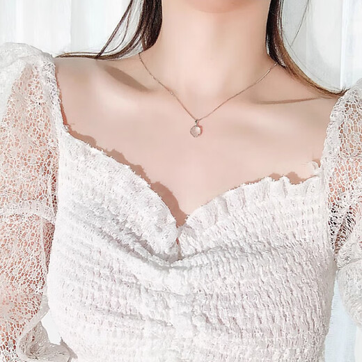 MZMZ platinum necklace for women pt950 platinum clavicle chain new accessories Valentine's Day birthday gift for girlfriend and wife local warehouse/next day delivery - light luxury chalcedony necklace for women