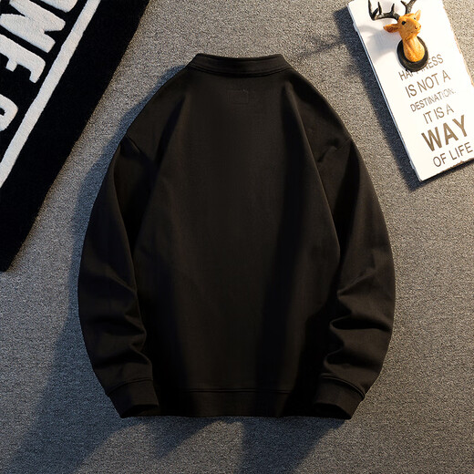 Kuraishi Kazuki autumn and winter American retro military green sweatshirt men's velvet thickened Henry collar long-sleeved bottoming shirt loose jacket military green M