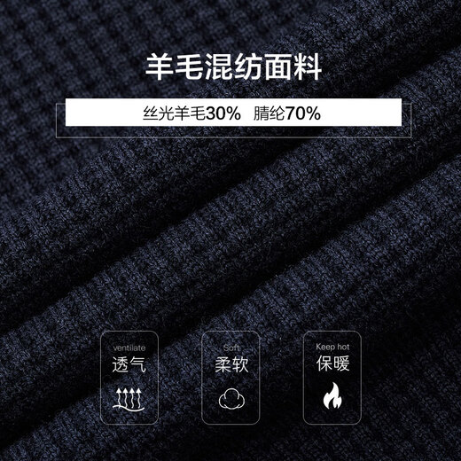 Jiumuwang Men's Machine Washable Wool Sweater Men's Spring New Style Locking Warmth Half-High Zipper Collar Inside Standard Version + Navy Blue + TK1EV60223 L 175/96A(50)