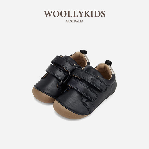 Lamb Wally woollykids Lamb Wally Australian genuine leather men and women baby waterproof toe-cap rubber soft sole anti-slip toddler shoes Obsidian size 17 suitable for feet length 11.0-11.5cm