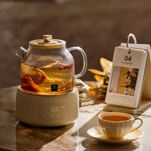 World KitchenAmerican Corning Health Pot Full Glass Constant Temperature Kettle Teapot Tea Maker 1L Office Essential Household Flower Teapot Stewing Kettle Electric Kettle (Standard Model)