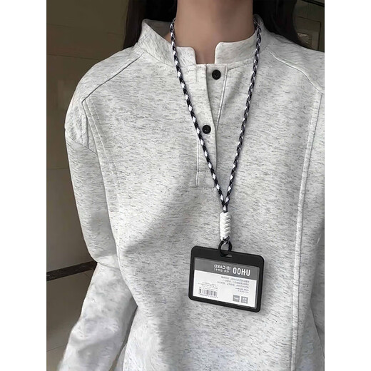 Rouard Henry collar trend polo shirt sweatshirt men's autumn deconstructed splicing right shoulder long-sleeved American couple boxy top black XL