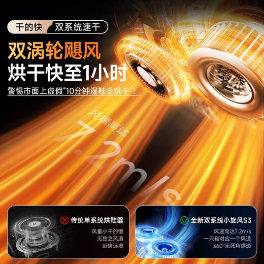 New small cyclone high-speed shoe dryer deodorizing sterilizing shoe drying device shoe drying artifact shoe drying artifact S3 Galaxy Silver deep deodorization texture upgrade