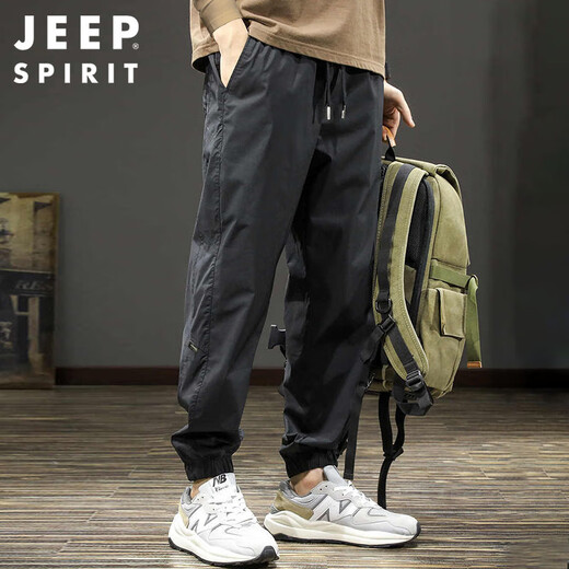 JEEP SPIRIT Jeep Casual Pants Men's Autumn and Winter Trendy Workwear Pants Harlan Charge Pants Black XL