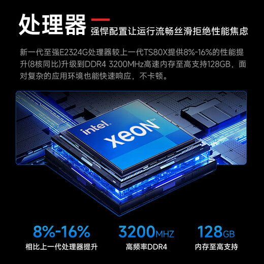 Lenovo ThinkServer TS90X/ST45 V3 serveur tour hôte partage de fichiers ERP données du système financier machine entière vidéosurveillance stockage de données TS90X Pentium G6405 double cœur 4,1 GHz 16 Go de mémoire/2 x 512 Go SSD/double port Gigabit