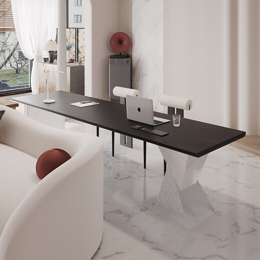 Oscarden solid wood desk, high-end, light luxury, large long table in the living room, home horizontal hall sofa, long table behind the sofa, study table, North American ash wood 220*60, wireless charging socket