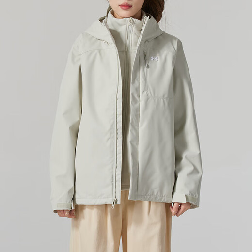 Under Armor Jacket UA Windproof Mountain Series Three-in-One Warm Windproof Hooded Outdoor Sportswear Loose Jacket for Men and Women Couples 1371593-110 M