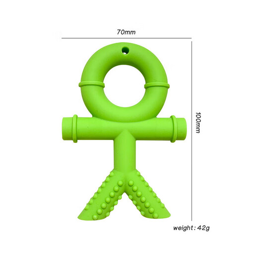 Food grade baby soothing anti-biting hand bite gel oral molar stick baby silicone teether blue 1 pack