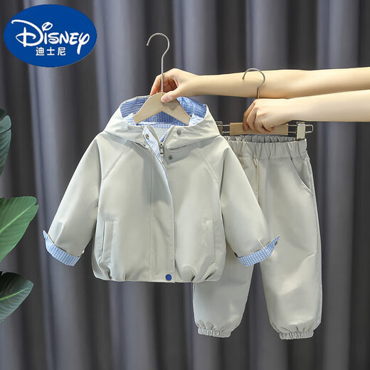 Disney children's clothing boys' suit 2025 new children's Korean casual spring and autumn clothing baby fashionable spring two-piece set beige color 90 cm