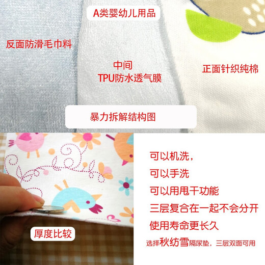 All pure cotton baby diaper pad waterproof breathable diaper pad washable large size pure cotton sheet aunt pad pure cotton begonia fruit 100x120cm