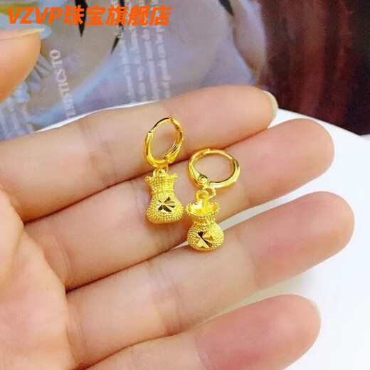 VZVP old phoenix heart-shaped gold earrings for women, transfer bead gold earrings and earrings, versatile for Valentine's Day, peach heart earrings of the same style as Fat Donglai