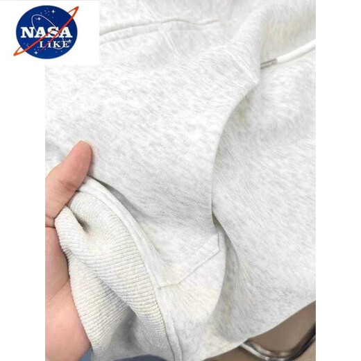 NASALIKE Американский свободный повседневный спортивный кардиган с капюшоном и бархатной утолщенной бархатной толстовкой, мужская осенне-зимняя тяжелая хлопчатобумажная куртка белого и серого цвета, обычная версия L рекомендуется 110-130Jin Jin равен 0,5 кг d