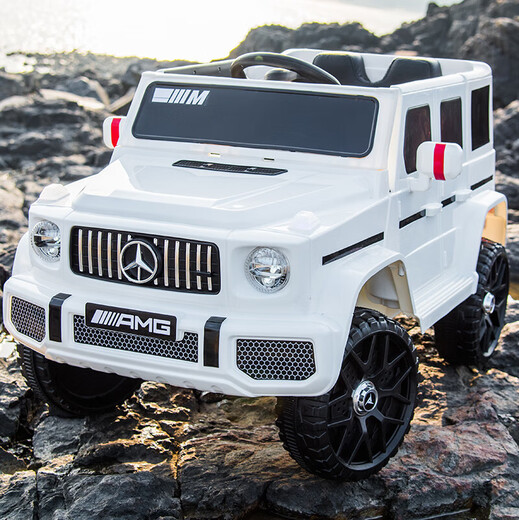 New children's electric car that can sit on four-wheeled toy car, remote control car, off-road stroller for boys and girls, extra large size, upgraded black four-wheel drive + full function + leather seat, soft wheels