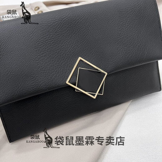 Känguru-Handtasche für Damen, kleine Tasche, handgehalten, Temperament 2023, neuer trendiger Umschlag, Sinn für Mode, ausländischer Stil, diagonale Hand, die eine Schulter hält, schwarz