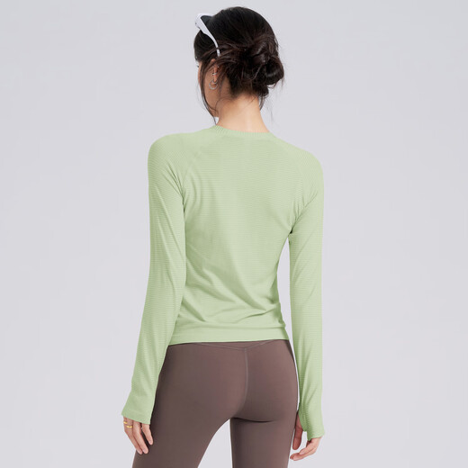 LULULMCCTN sports long-sleeved women's quick-drying yoga wear T-shirt running Pilates professional training fitness top white M