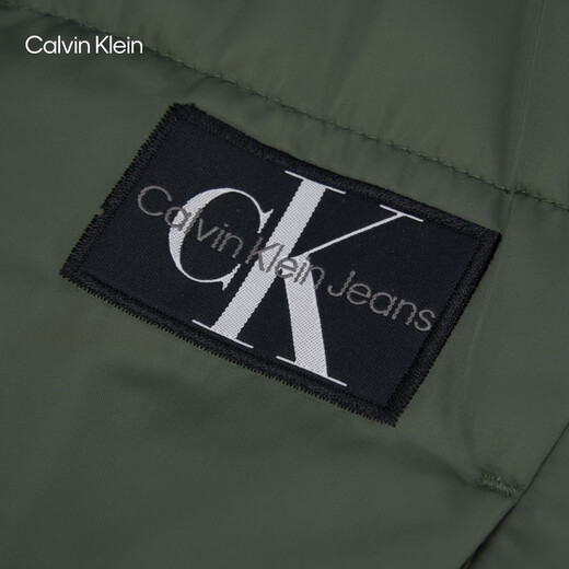 Calvin KleinJeans autumn and winter women's urban casual trend ck classic embroidered logo folded high collar short cotton jacket LLP-Military Green S