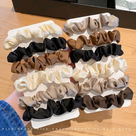 High elastic seamless hair tie milky brown TS62-satin large intestine hair tie 1 random