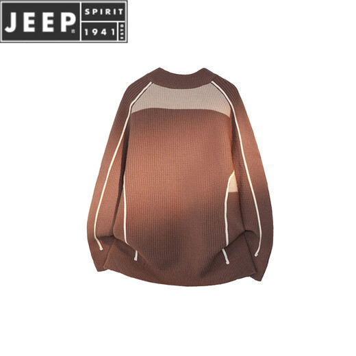 JEEP SPIRIT couple wear autumn and winter American retro splicing contrast sweater Henry collar half zipper warm sweater men's and women's jacket gray M