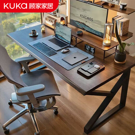 Gujia home desk computer table household simple office desk workbench desk double long table study desk study table scientific bevel edge | walnut color 1M carefully selected brands | free door-to-door delivery