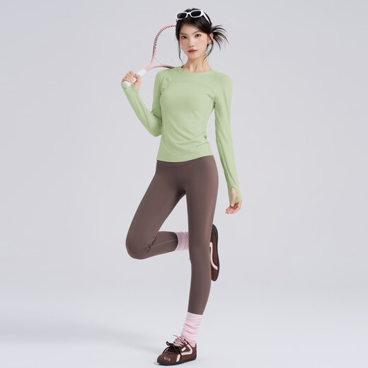 LULULMCCTN sports long-sleeved women's quick-drying yoga wear T-shirt running Pilates professional training fitness top white M