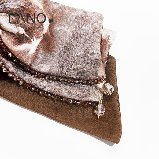 Lannuo Crystal Printed Bow Ponytail Clip Women's High-end 2025 New Large Hair Clip with Most Hair Clips Coffee Color