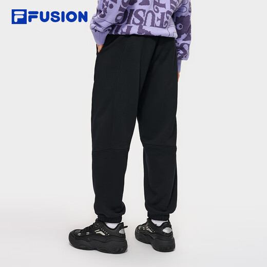 FILA FUSION official trendy brand knitted velvet trousers for men 2025 winter casual loose cuffed trousers