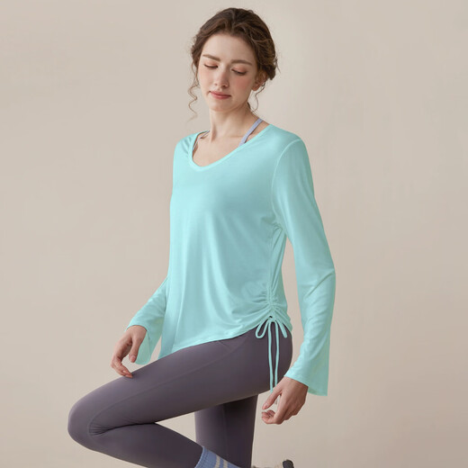 Bright dip sports cover-up loose breathable yoga clothes for women new Pilates training long-sleeved T-shirt fitness clothes sports tops white M