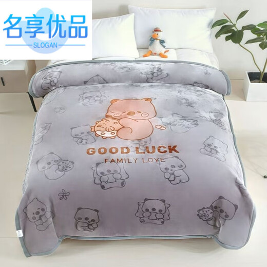 Mingxiang Premium Autumn and Winter Plus Velvet Thickened Warm Double-layer Cloud Blanket Home Double Dormitory Single Nap Blanket Multi-functional Cover Blanket Dudu-Grey 150cm*200cm About 4 Jin Jin equals 0.5 kg Double layer