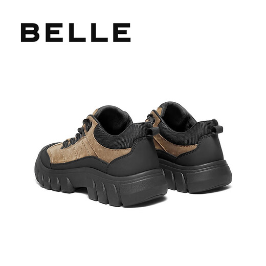 Belle Thick-soled Casual Sports Shoes Men's 25 Winter New Outdoor Hiking Shoes A2171DM5 Khaki/Black (Single Liner) 41