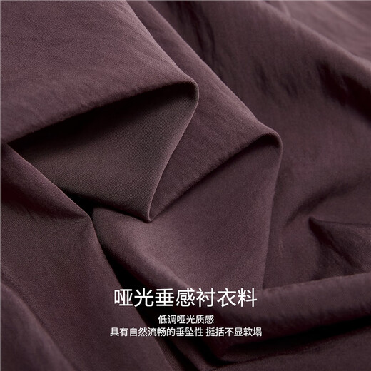 Giordano designer retro embroidered matte drape loose crisp volumetric shirt women's long sleeves 18345831 04 bean paste red S