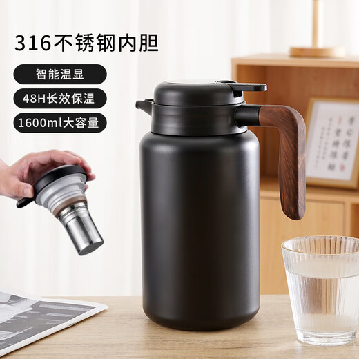 316 stainless steel thermal kettle business gift kettle new thermal kettle streamer kettle all steel thermal kettle wholesale streamer kettle black 1600ml ml