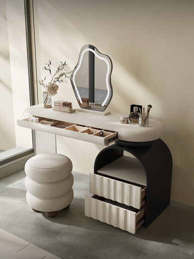 Miaoxu Miaoxu bedside table and dresser integrated cabinet 50 cm 2025 new bedroom light luxury Mengni light luxury comb Flechazo-1.0m dresser + stacking stool