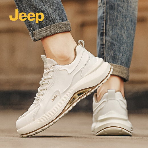 Jeep men's shoes spring and autumn 2025 new leather business casual sports shoes retro dad shoes comfortable coconut shoes