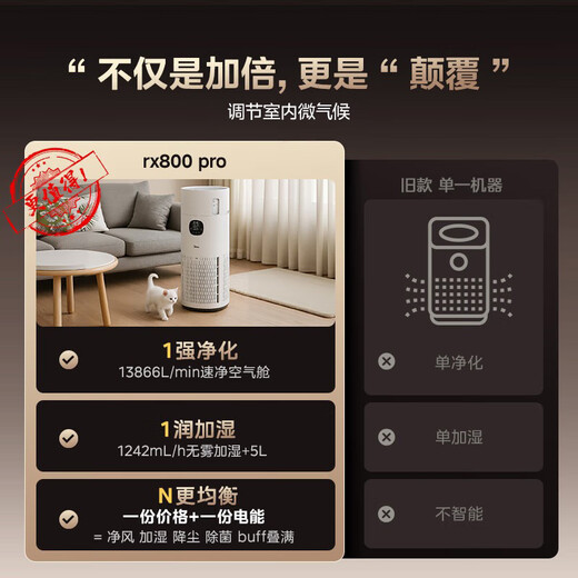 Midea fog-free humidifier R8 air purifier humidification integrated formaldehyde digital display smoke and odor removal allergen pet cat hair air purifier state subsidy