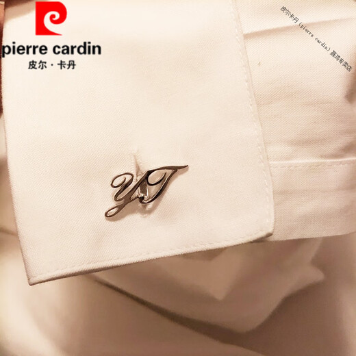 Pierre Cardin French imported quality custom sterling silver name cufflinks French shirt cuff buttons with engraving simple light luxury men's sleeves single letter hollow style
