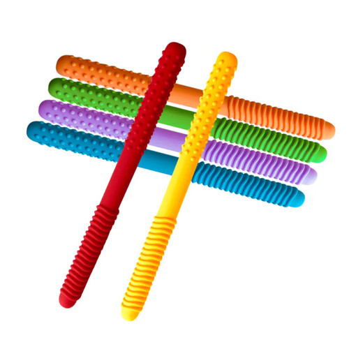 Silicone hollow tube straw teether for babies during the oral period to prevent eating and chewing gum to soothe and prevent falling off food grade hose purple 1 piece