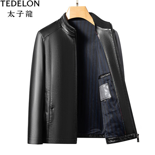 Мужская кожаная повседневная деловая куртка TEDELON из искусственной кожи с воротником-стойкой для папы, осенне-зимняя высококачественная кожаная куртка, черный M