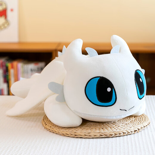 Shantou Lin Village Toothless Doll Plush Toy Lying Night Fury Doll Cloth Doll Little Flying Dragon Children's Pillow Birthday Gift White Toothless 42cm Petite and Super Cute