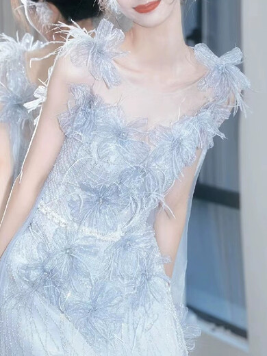 Other THE OTHER Blue Super Fairy Evening Dress Birthday Party Student Graduation Performance Adult Ceremony Dress Fugitive Princess Engagement Toast Dress Picture Color L One Size