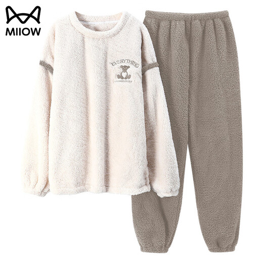 Cat Man (MiiOW) Cartoon Flannel Couple Pajamas Women's Plus Velvet Thickened Suit Men's Loose Large Size Warm Coral Fleece Home Clothing H7786 Couple M Women