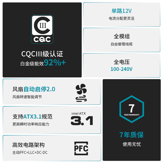 Great Wall rated 850W Huaxia Han White full module power supply (CQC platinum level energy efficiency 92%+/ATX3.1 standard/native PCIe5.1/support 5080)