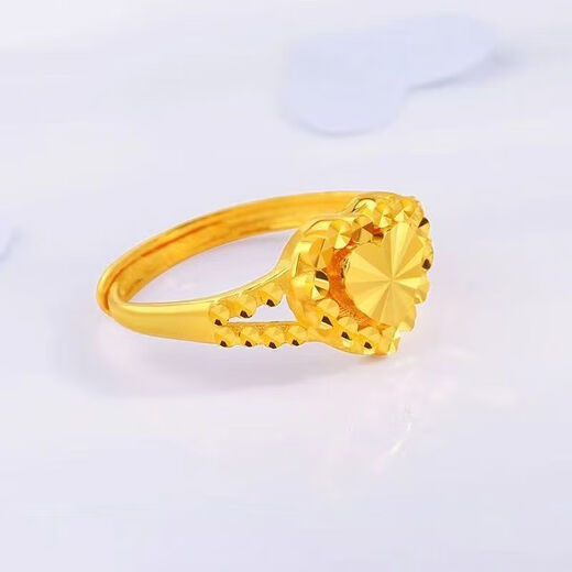 Luanjie Old Phoenix Gold Store Real Gold Ring for Women Heart-Shaped Solid Love Gold Ring Ring Adjustable as a Gift Gold 9 3.68g will be sold for 5988 yuan
