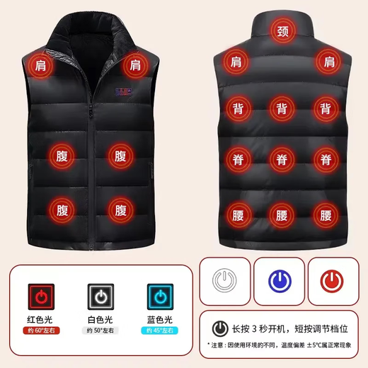 Ji Luosen Intelligent Heating Clothing Autumn and Winter Rechargeable Heated Thermostatic Vest Outdoor Cycling Electric Heated Vest Vest Jacket Men Black Single Clothes Without Power Bank 5XL Recommended 200-230Jin Jin is equal to 0.5 kg